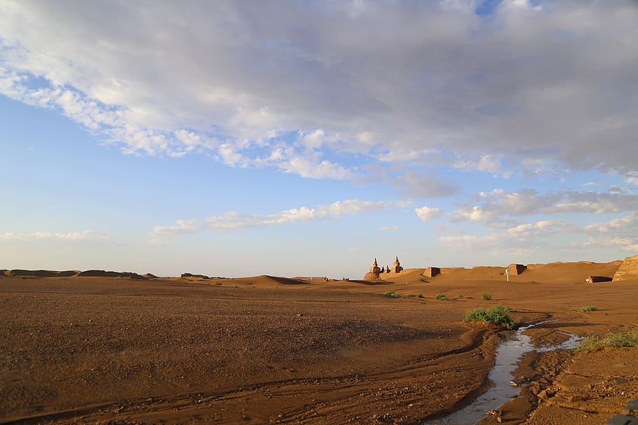 rain, gobi desert, sun, sky, cloud - sky, scenics - nature, HD wallpaper