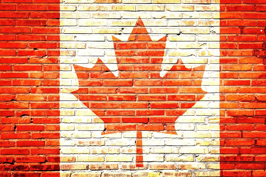 Canada flag painted brick wall, canadian, national, canadian flag, HD wallpaper