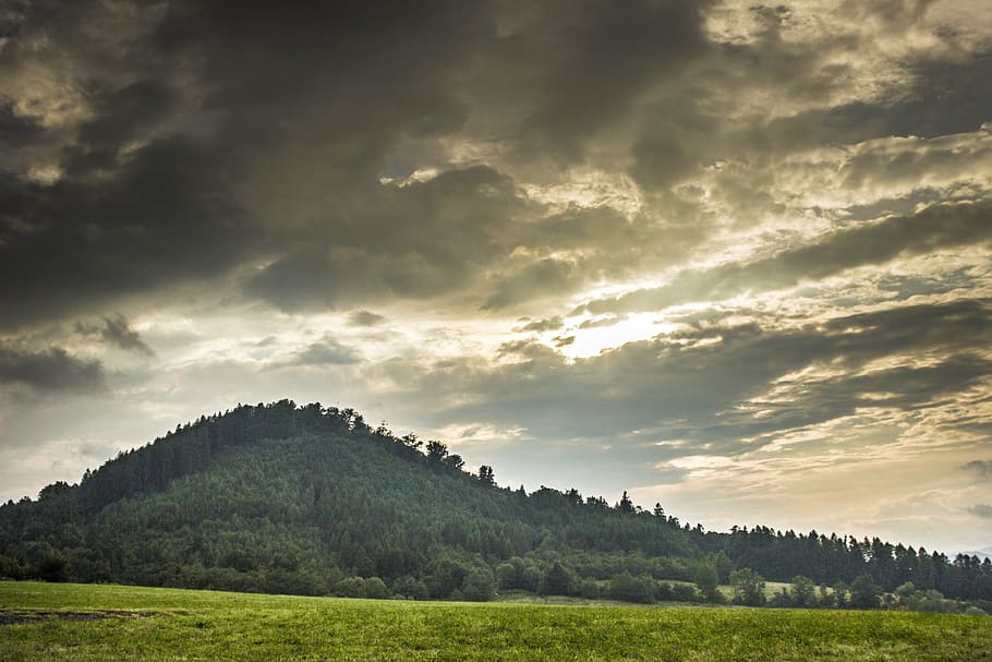 twilight, hill, mountain, dark, mysterious, nature, cloud - sky HD wallpaper