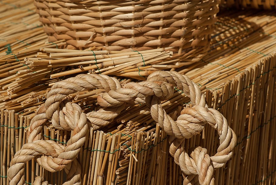 straw, wicker, braid, rope, basket, strength, tied up, close-up HD wallpaper