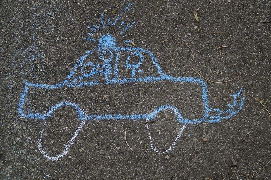 police, police car, chalk, street chalk, straßenkreide, auto, HD wallpaper