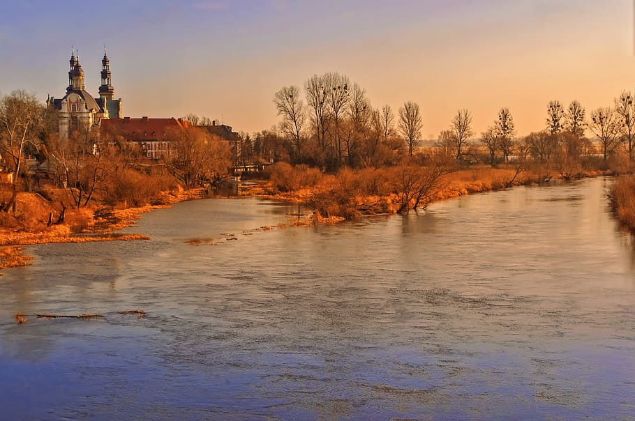 monastery, river, architecture, water, landscape, panorama HD wallpaper