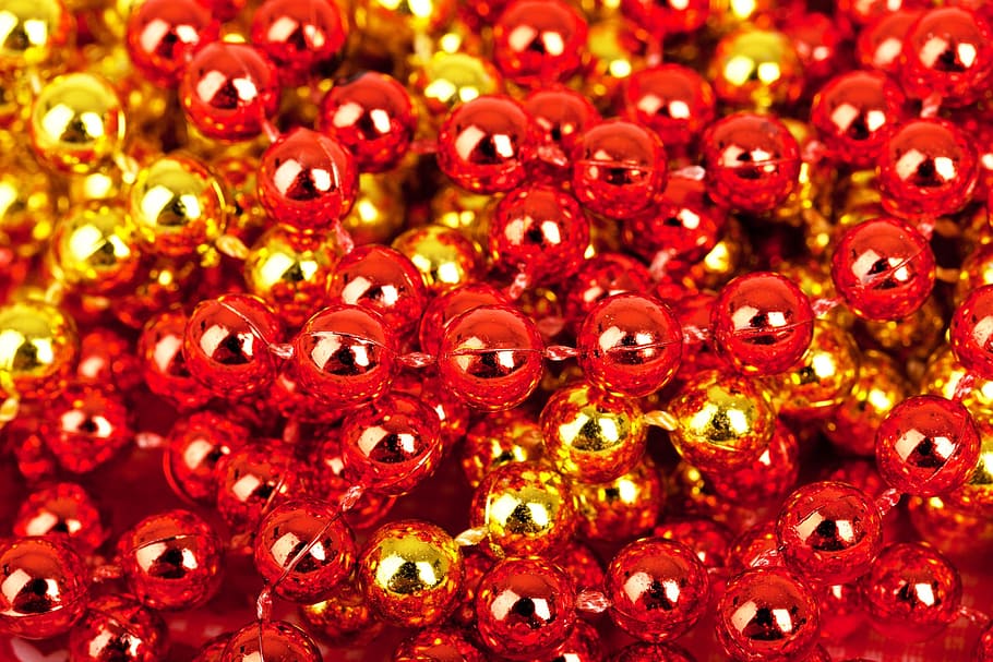 bright, circle, balls, decoration, red, round, shape, yellow HD wallpaper