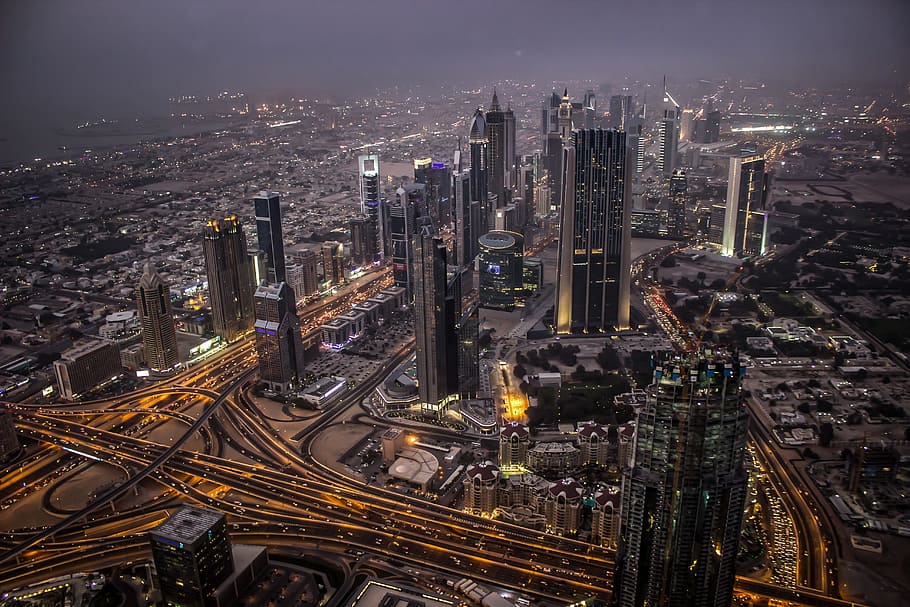 architecture, building, infrastructure, city, dark, night, lights HD wallpaper