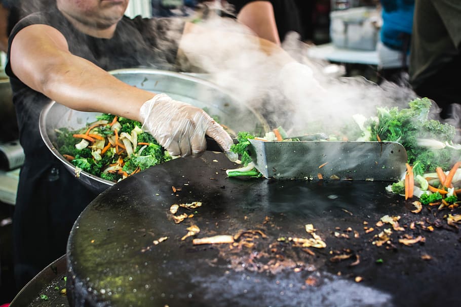 Grilling vegetables for tacos, cooking, hands, healthy, food HD wallpaper