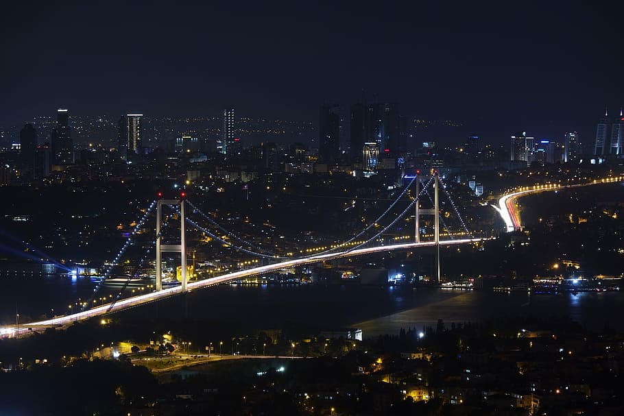 architecture, building, infrastructure, bridge, city, dark HD wallpaper