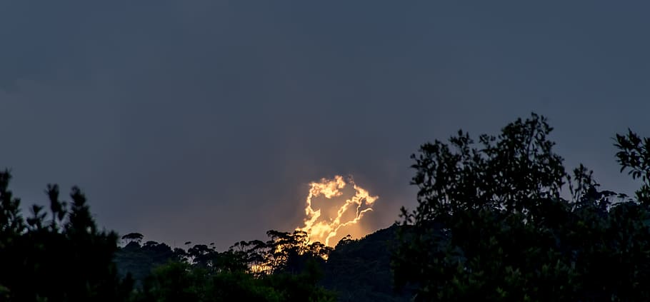 sunset, sky, cloud, fiery, bright, isolated, grey, dramatic HD wallpaper