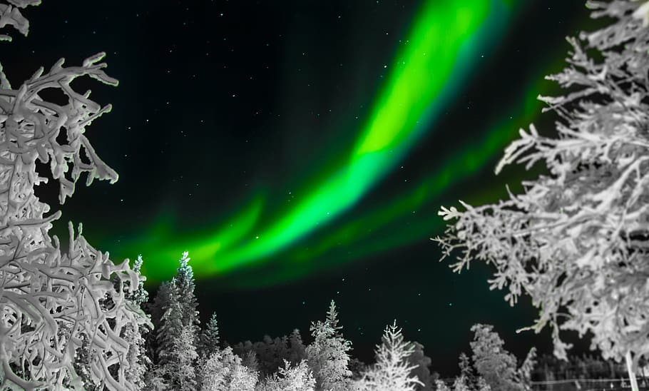 northern lights, aurora borealis, sky, night, landscape, nature HD wallpaper