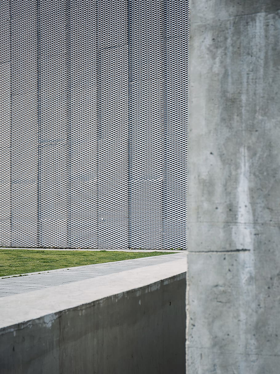 green concrete wall, untitled, Long Museum, Shanghai, grass, grey HD wallpaper