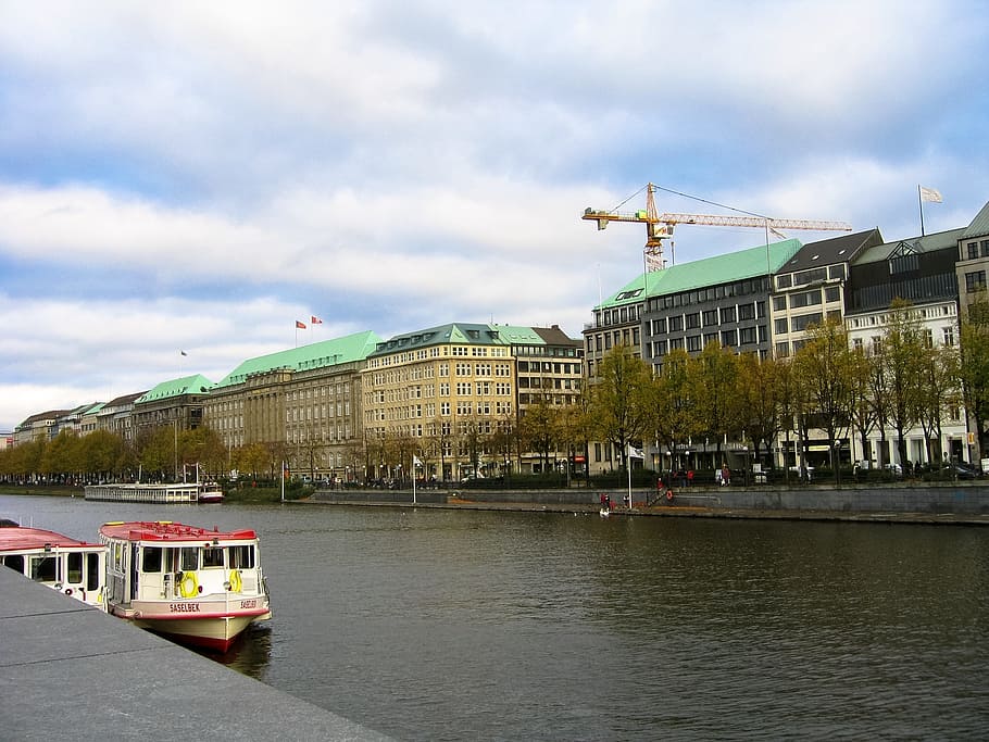 building, architecture, river, boat, city, perspective, luxury HD wallpaper