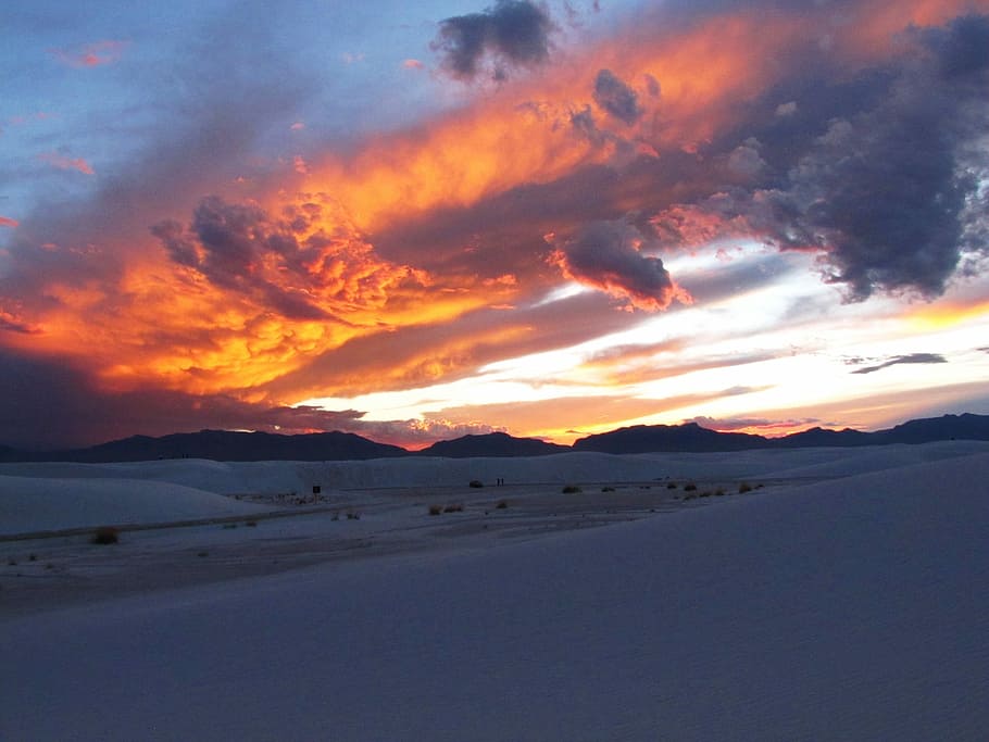 Sunset, Landscape, Twilight, sky, outdoors, clouds, panorama HD wallpaper