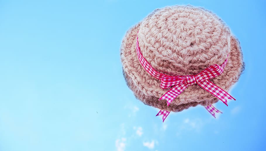 hat, ribbon, sky, hemp, asahimo, handicraft, cute, blue, photos HD wallpaper