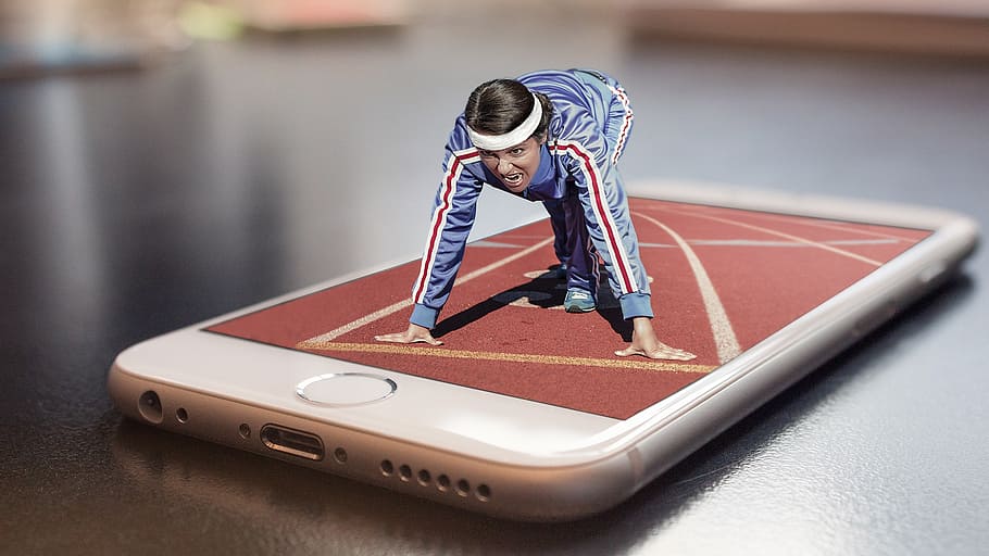 gold iPhone 6, marathon, run, sport, competition, sport event, HD wallpaper