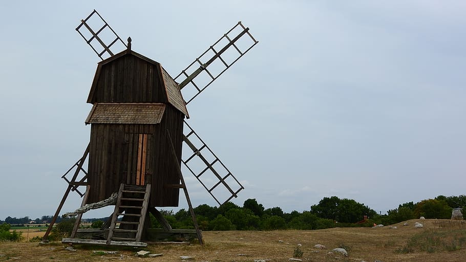 Mill, Landscape, Oland, Sweden, at the mill, windmill, rural Scene, HD wallpaper