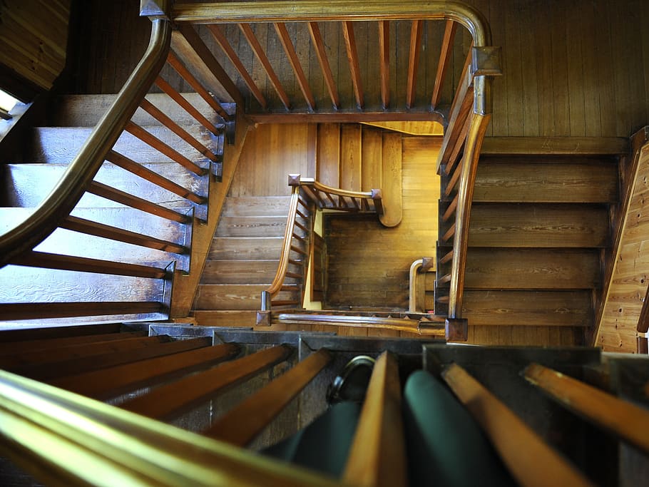 Online crop | HD wallpaper: Stairs, Spiral, Wood, staircase, steps and