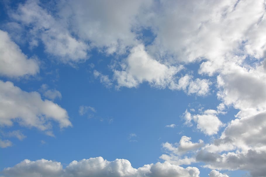 clouds, white clouds, cloudy sky, blue sky, horizon, landscape HD wallpaper