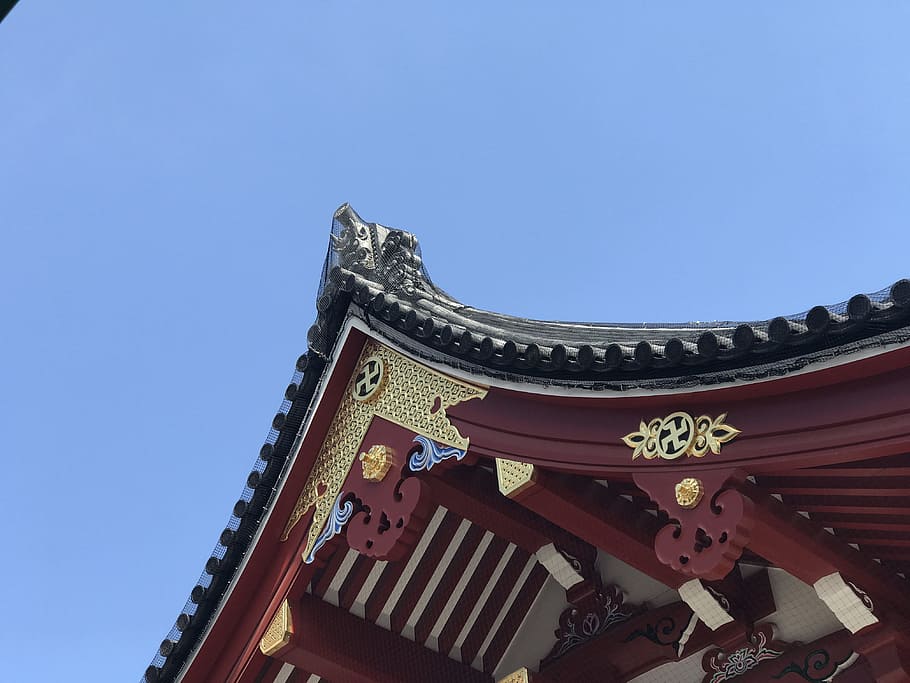 ridge-end tile, temple, senso-ji temple, japan, tokyo, asakusa, HD wallpaper