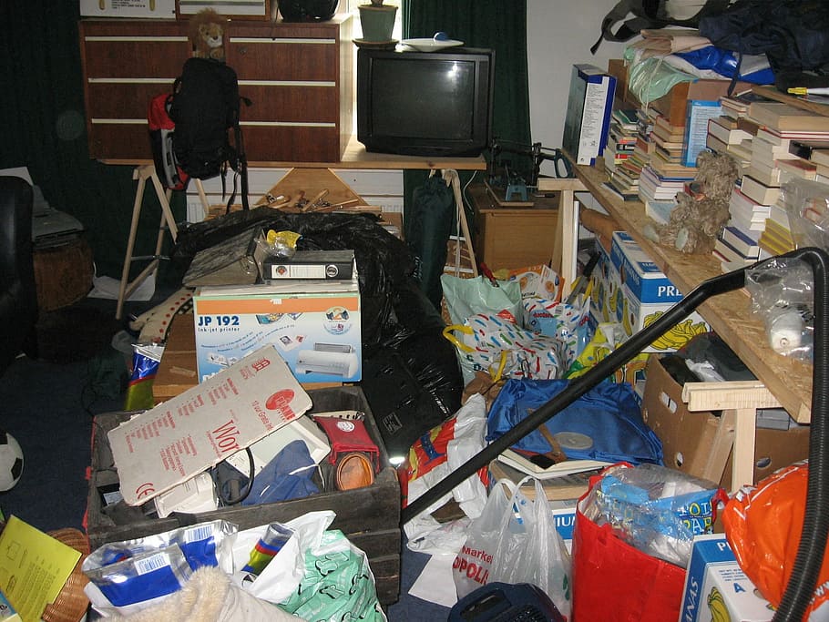 turned off CRT television, Organizing, Clutter, Chaos, indoors HD wallpaper