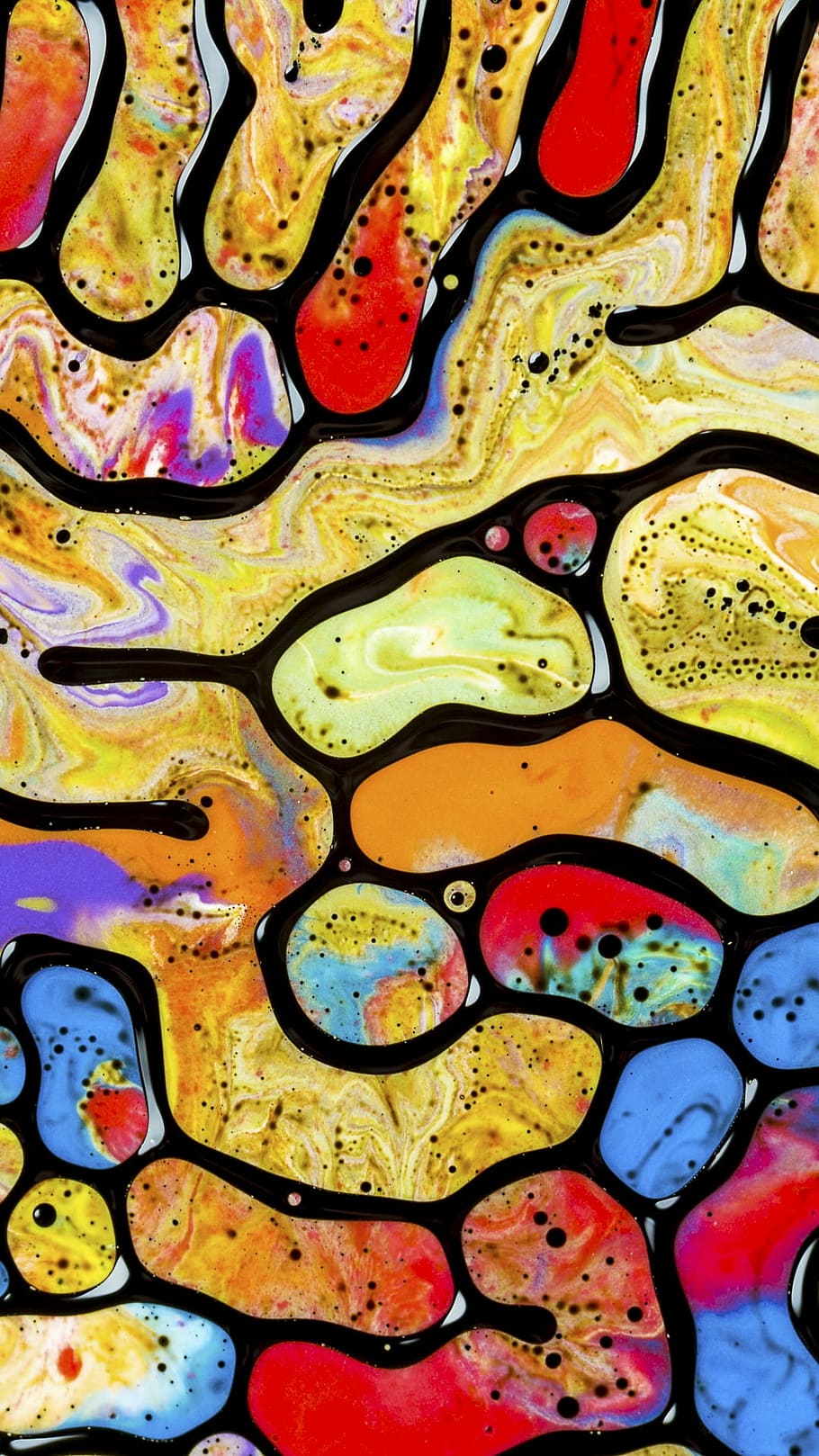 yellow, red, and blue multicolored abstract painting, creative HD wallpaper
