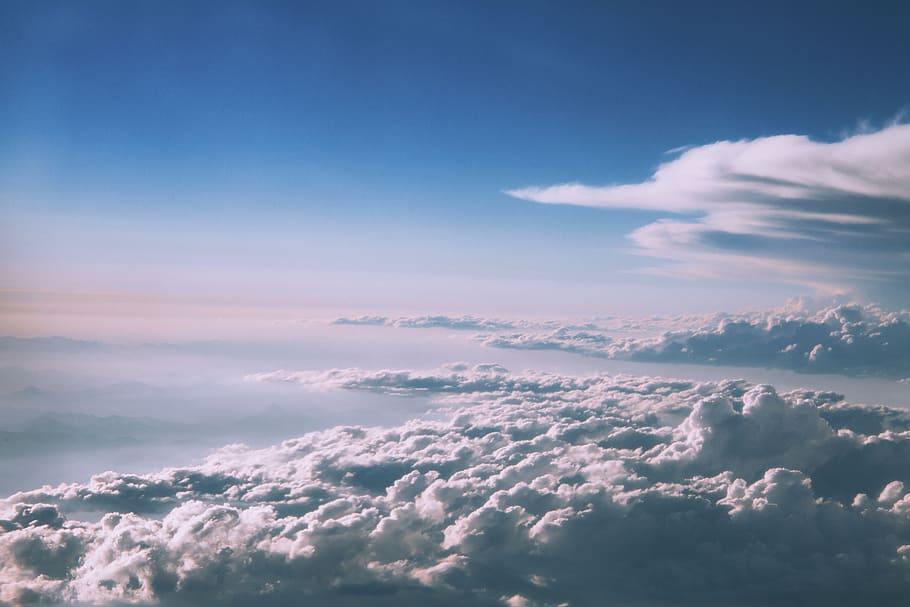 nature, landscape, clouds, sky, aerial, blue, cloud - sky, beauty in nature HD wallpaper