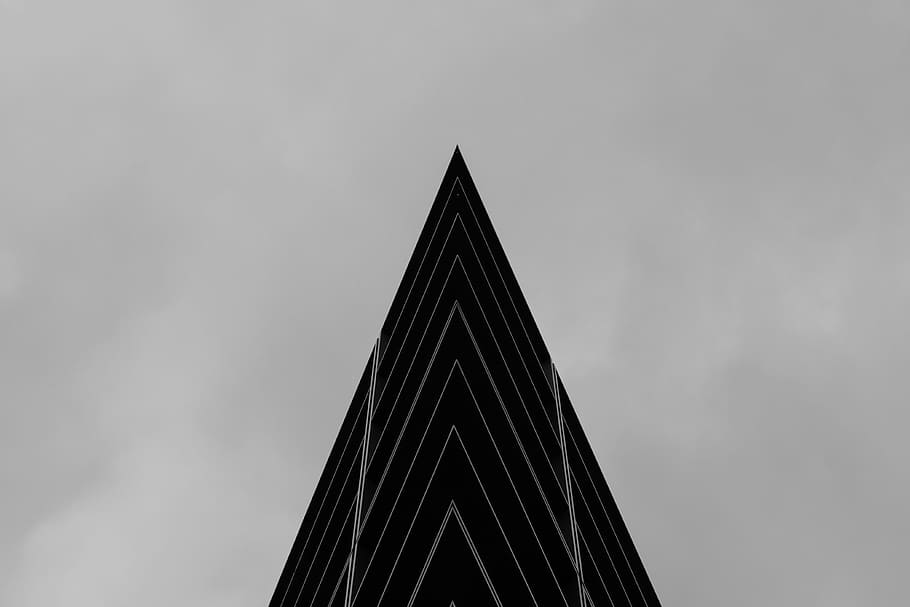 black triangle illustration, pyramid, symmetrical, building HD wallpaper