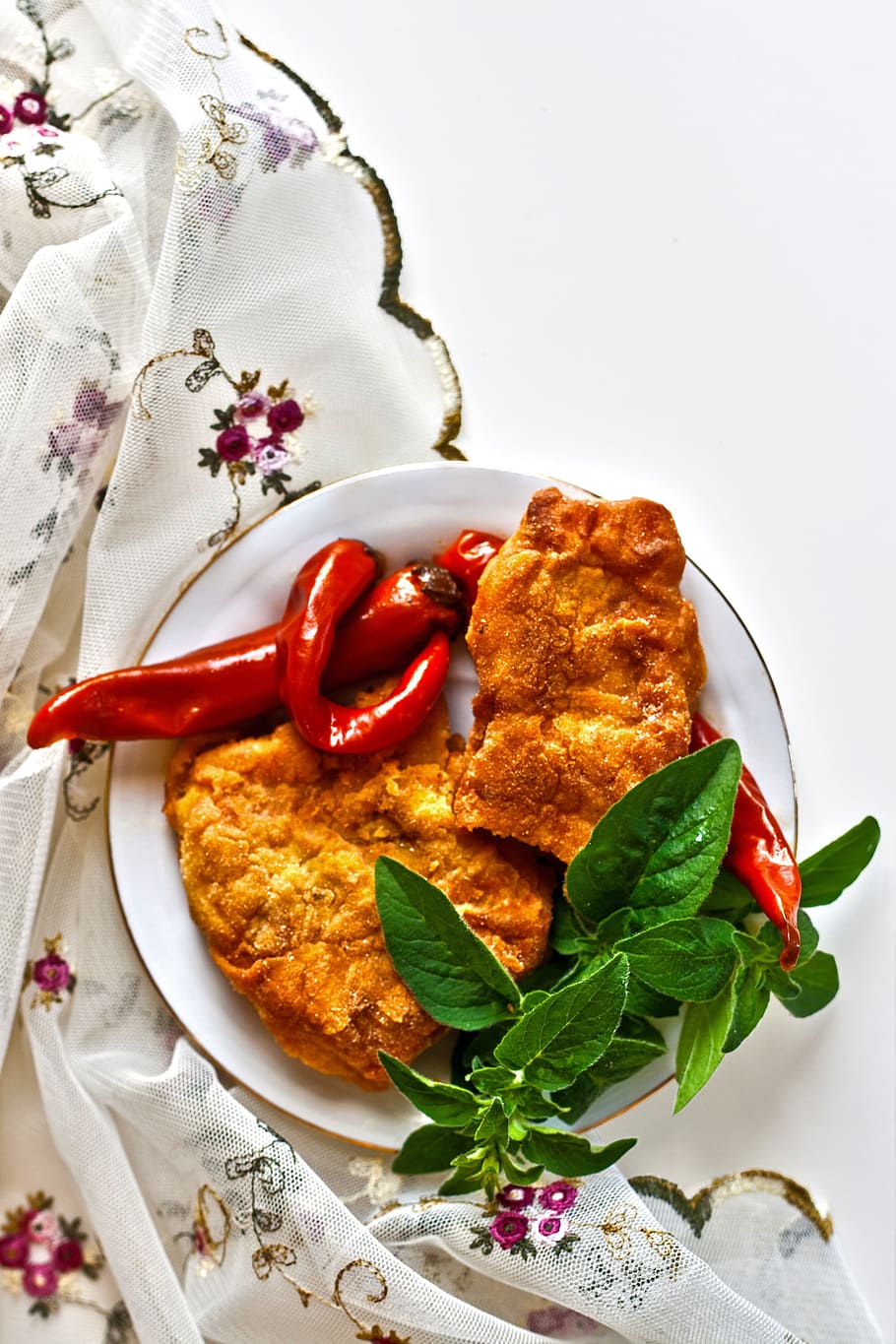 Fried, Fish, Pepper, Mint, Chili, food and drink, leaf, cultures HD wallpaper