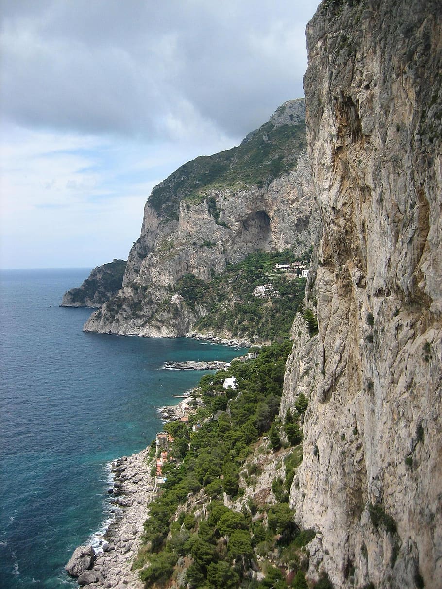 capri, cliffs, sea, island, sky, beauty in nature, water, scenics - nature HD wallpaper