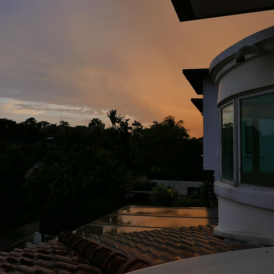 high-angle photography of house near trees, building, rooftop HD wallpaper