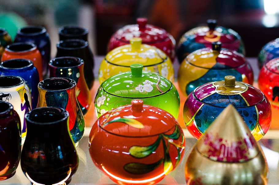 lacquer ware, handicrafts, colorful, vietnam, pattern, traditional lacquer ware, HD wallpaper