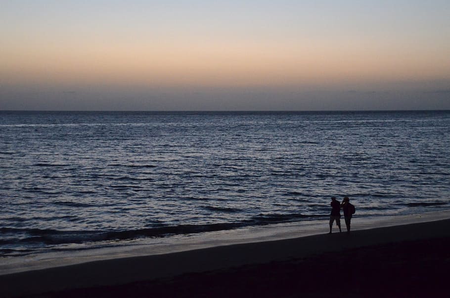 pair, romance, sea, beach, sunset, romantic, abendstimmung HD wallpaper