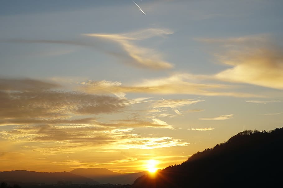 sunset, abendstimmung, evening sky, nature, outdoors, dusk HD wallpaper