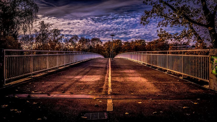 brown concrete bridge near trees at daytime, munich, park, sunset HD wallpaper
