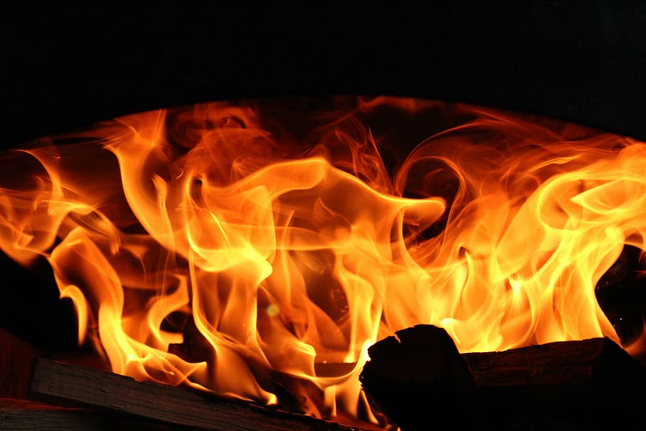 close-up photography of red flame, fire, heiss, fireplace, cozy HD wallpaper