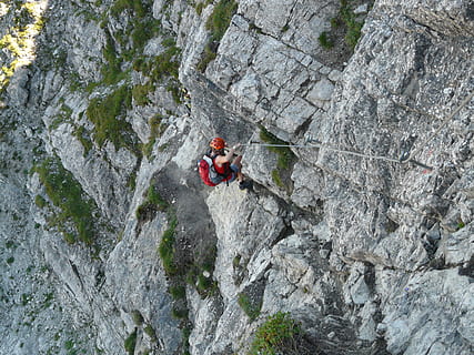 person rock climbing, depend, abandonment, steep, hang, climber HD wallpaper