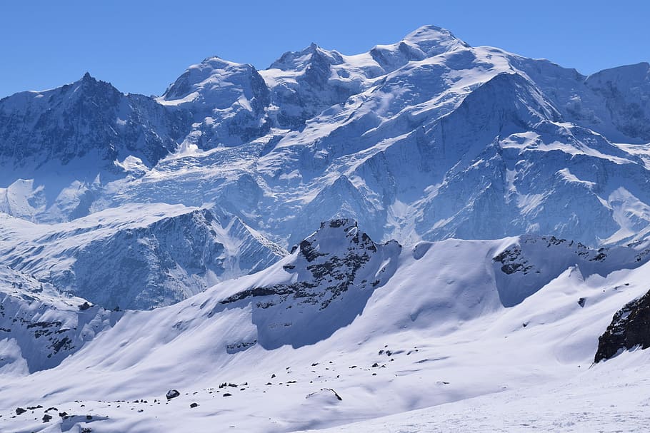 mountain, alps, snowboarding, alpine, winter, scenery, landscape HD wallpaper
