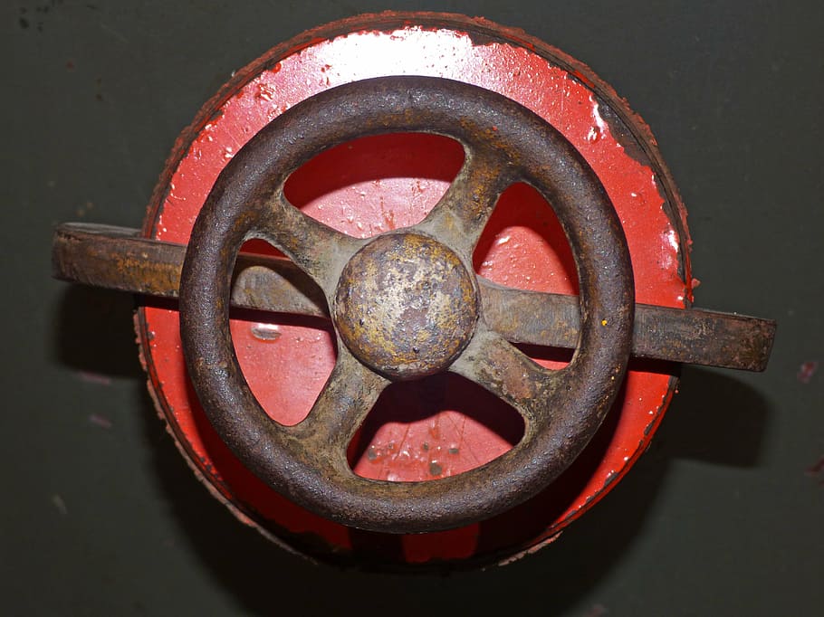 valve, crank, mechanism, open, iron, old, machinery, metal HD wallpaper