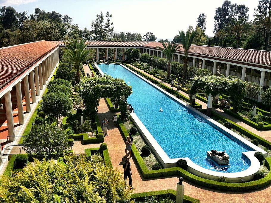 Getty, Malibu, Pool, Ocean View, getty malibu, swimming pool HD wallpaper