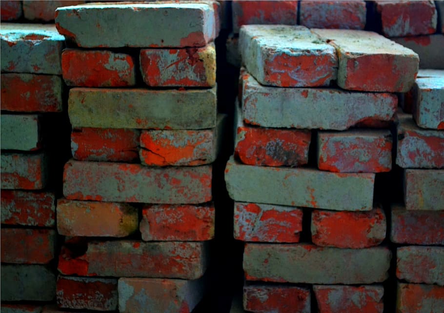 brick, red, old, pattern, stone, color, structure, orange, white HD wallpaper