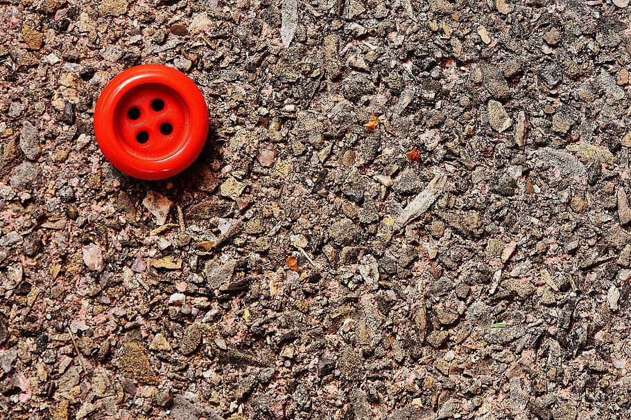 button, 4 holes, red, close, high angle view, day, no people HD wallpaper