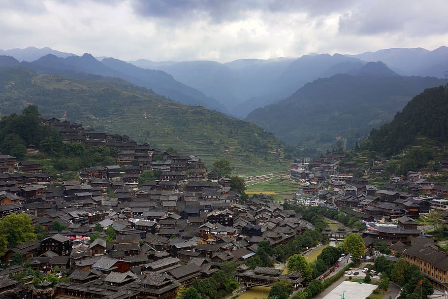 humanities, miao, mountain, architecture, building exterior HD wallpaper