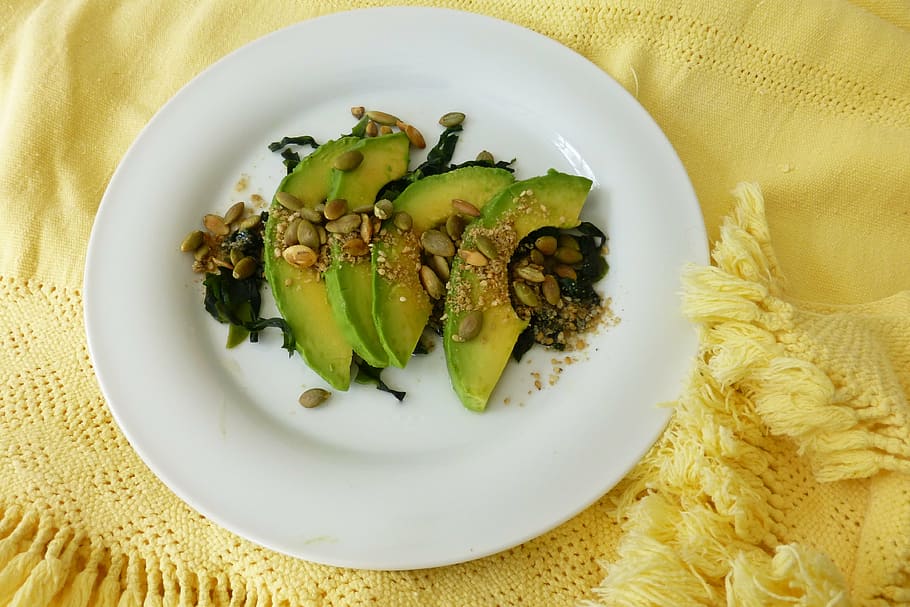 avocado, algae, nuggets, avocado salad, food, plate, gourmet HD wallpaper