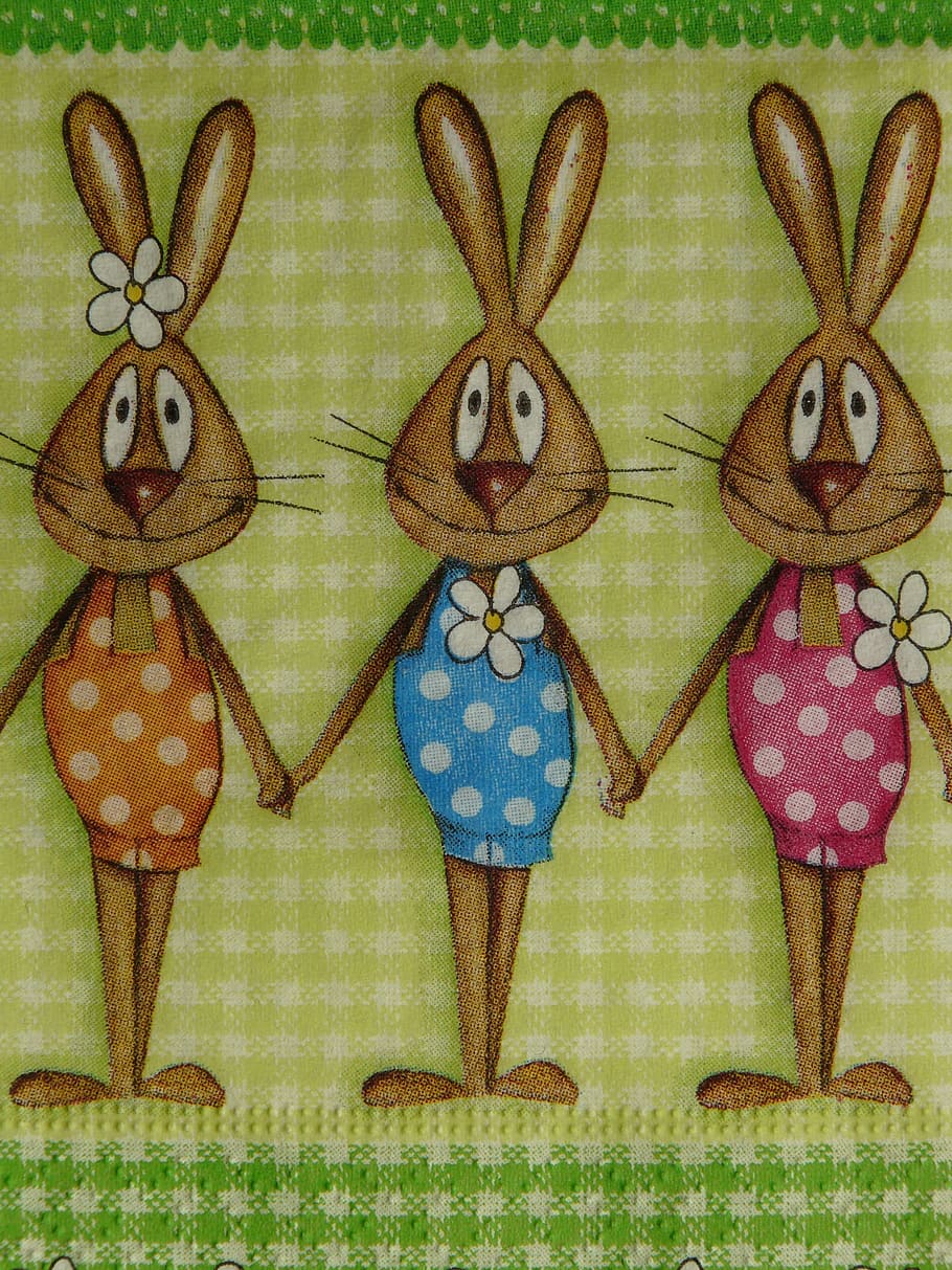 Napkin, Easter, easter napkin, easter bunny, easter bunny family HD wallpaper