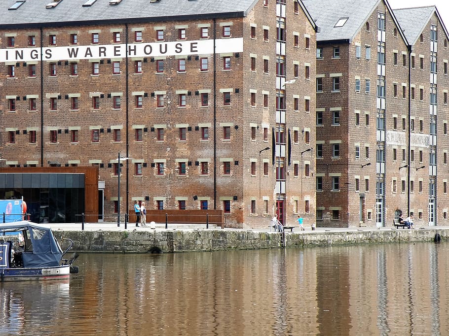 warehouse, quay, river, water, architecture, built structure HD wallpaper