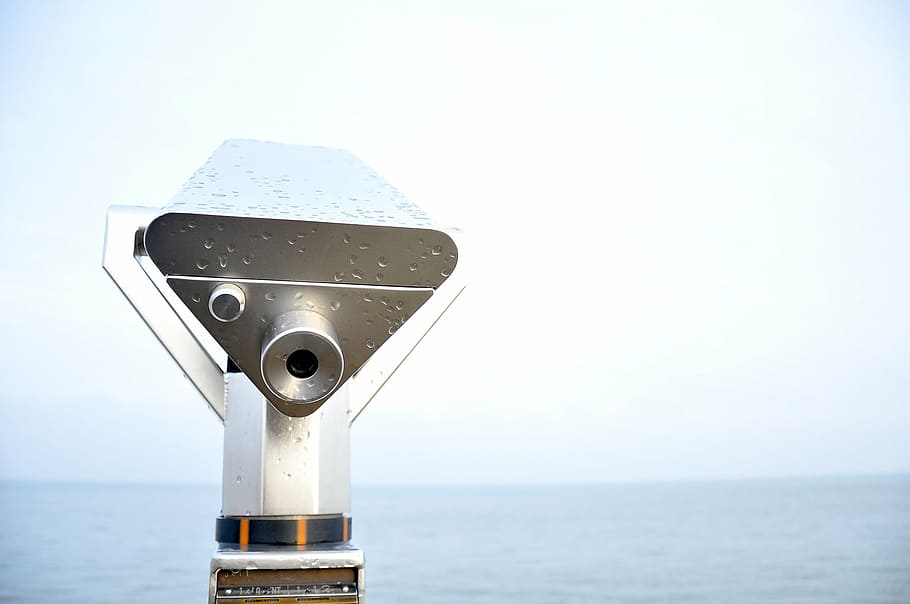 tower viewer, telescope, binoculars, water, horizon, sea, horizon over water HD wallpaper