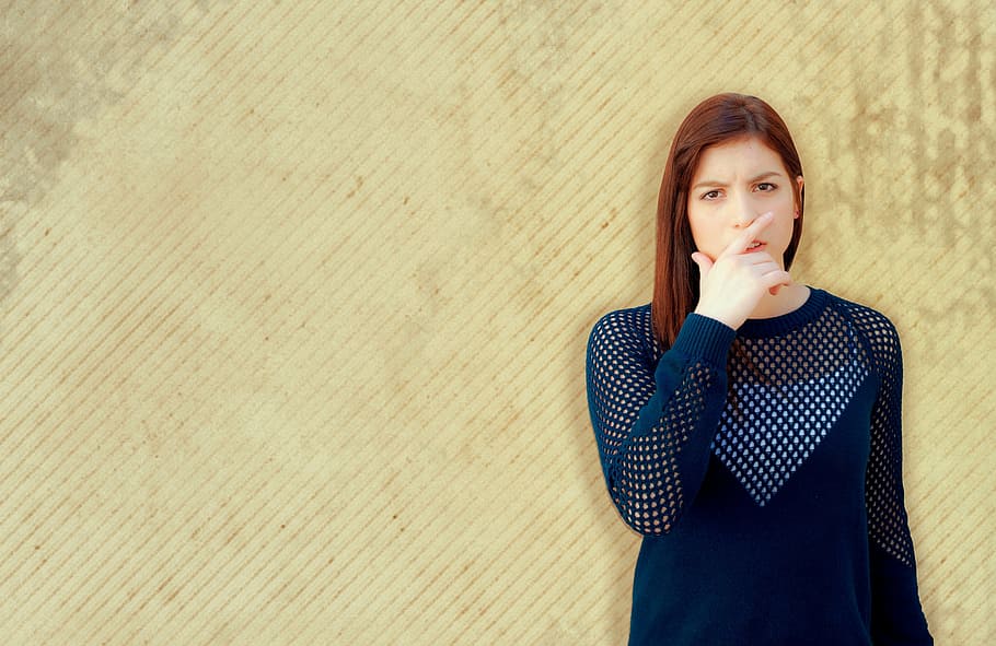 gestures, verbal, language, body, redhead, adult, copy space HD wallpaper