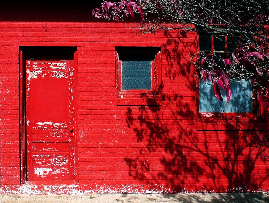 Building, Brick, Red, Wall, Masonry, exterior, door, windows HD wallpaper