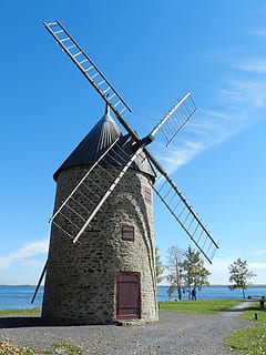 Old, Mill, Windmill, Water, Sky, Antique, structure, lake st-louis HD wallpaper