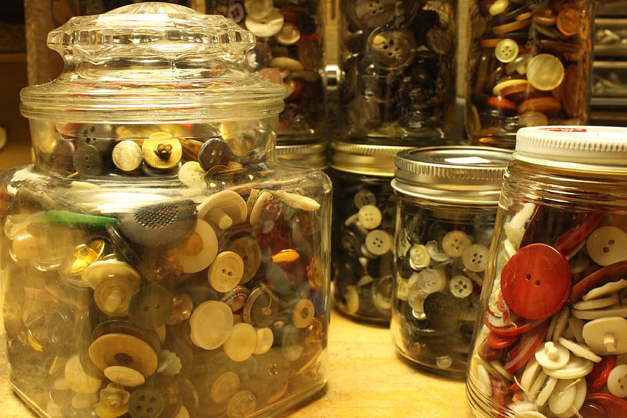 jars, containers, display, displays, button, buttons, glass HD wallpaper