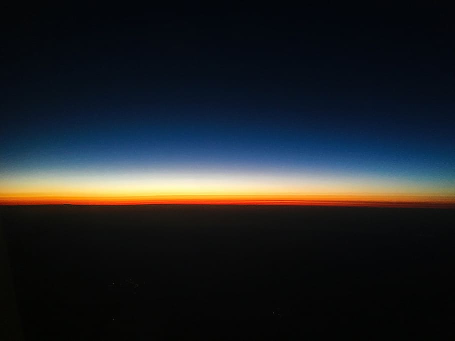 black and orange wallpaper, sunset, airplane, cloud, setting sun HD wallpaper