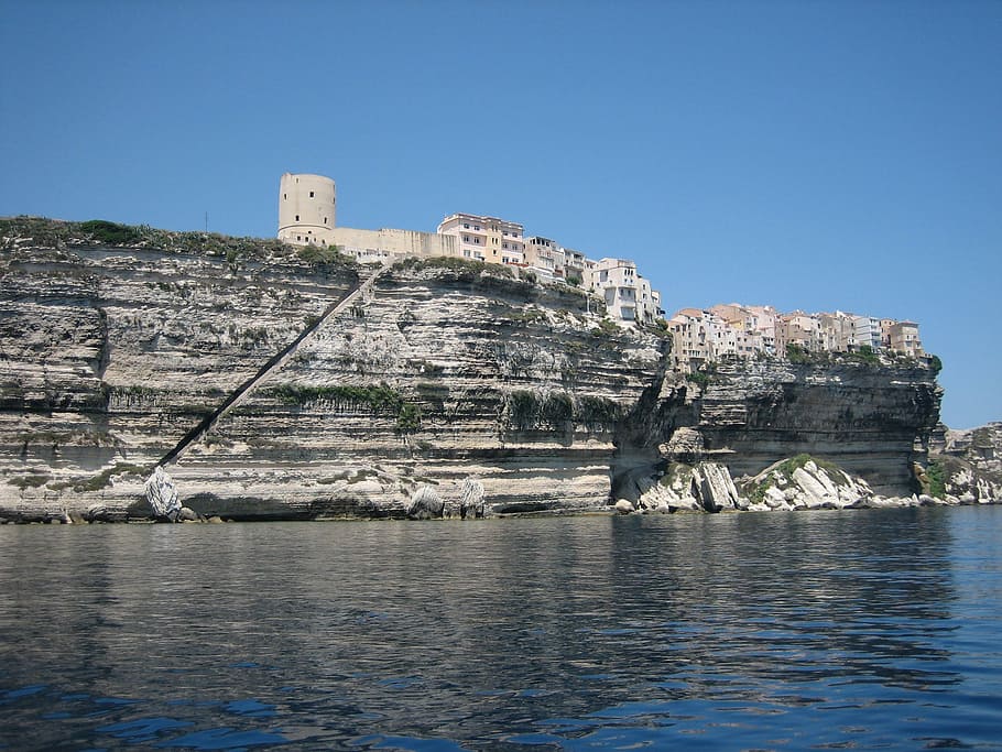 Bonifacio, Sea, Cliffs, Corsican, mediterranean, outdoors, blue HD wallpaper